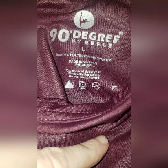90 degree by Reflex faux leather ankle leggings. Size L. Color is a wine color. - Picture 4 of 4